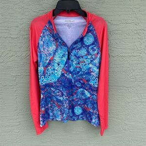 Loco Skailz Long Sleeve 1/4 Zip Graphic Print Swim Shirt Size M